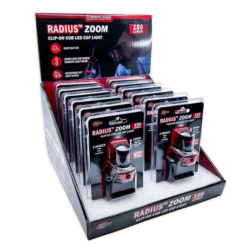 Radius™ Zoom Clip-On COB LED Cap Light - 12-Piece Display