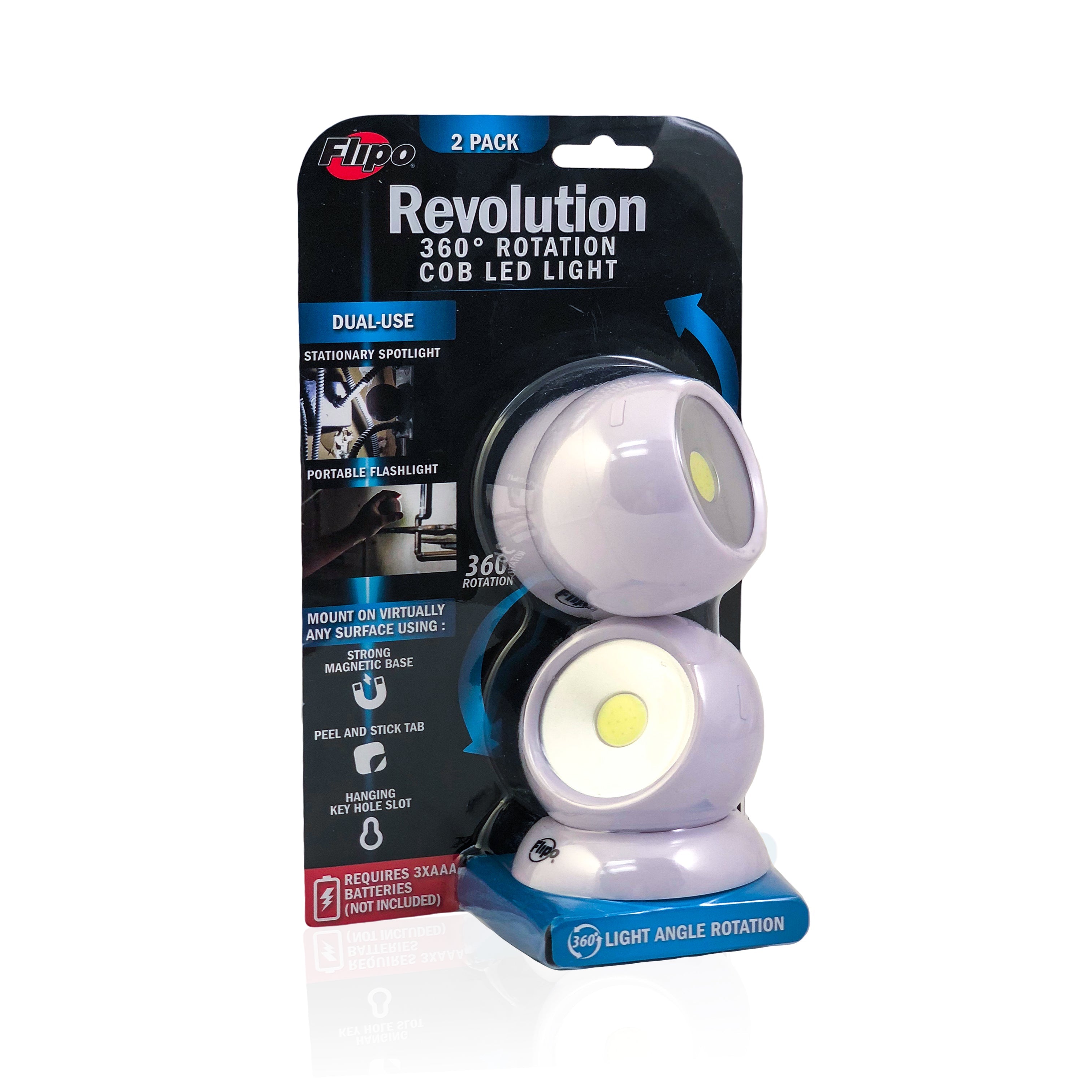 Revolution - 360 Rotation COB LED Light 2 Pack
