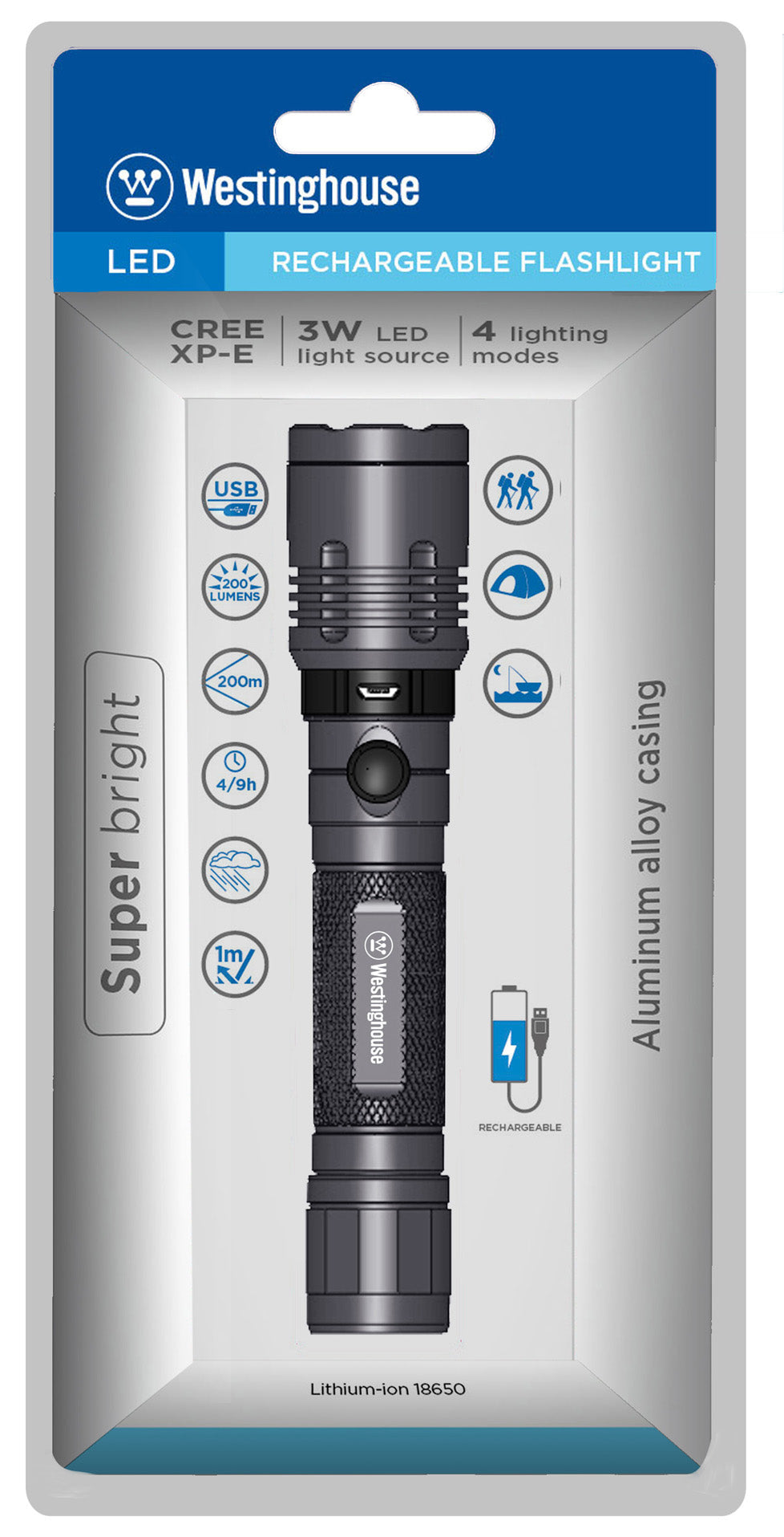 Westinghouse 3 Watt Cree 18650 Rechargeable Aluminum Flashlight Westinghouse 3 Watt Cree 18650 Rechargeable Aluminum Flashlight