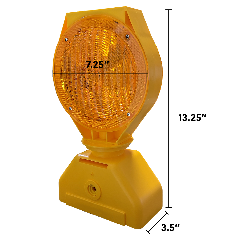 Solar Powered Amber LED Barricade Light 3-Way With 2 Nickel Metal Hydride Rechargeable Batteries