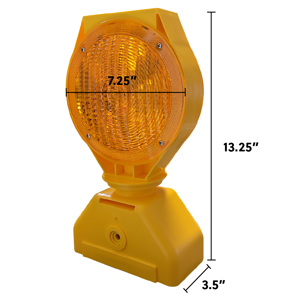 Battery Powered Amber LED Barricade Light 3-Way With 4 Alkaline D Sized Batteries