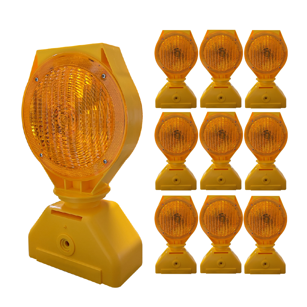 Solar Powered Amber LED Barricade Light 3-Way With 2 Nickel Metal Hydride Rechargeable Batteries