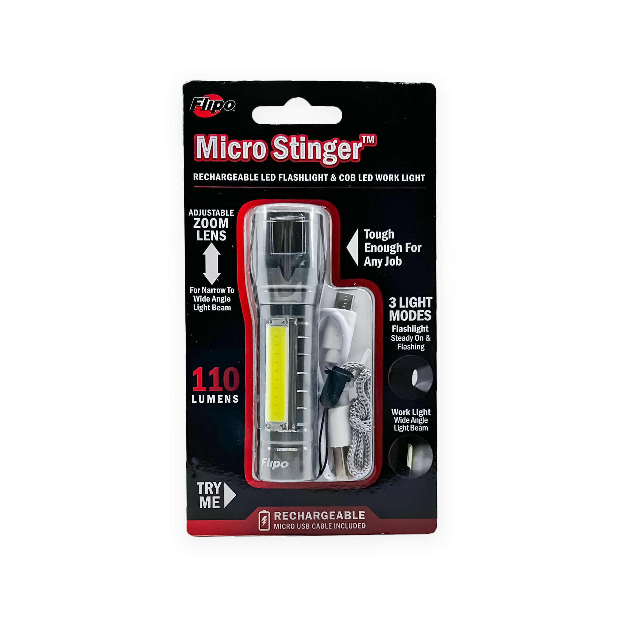 Micro Stinger Color Rechargeable LED Flashlight & COB LED Work Light