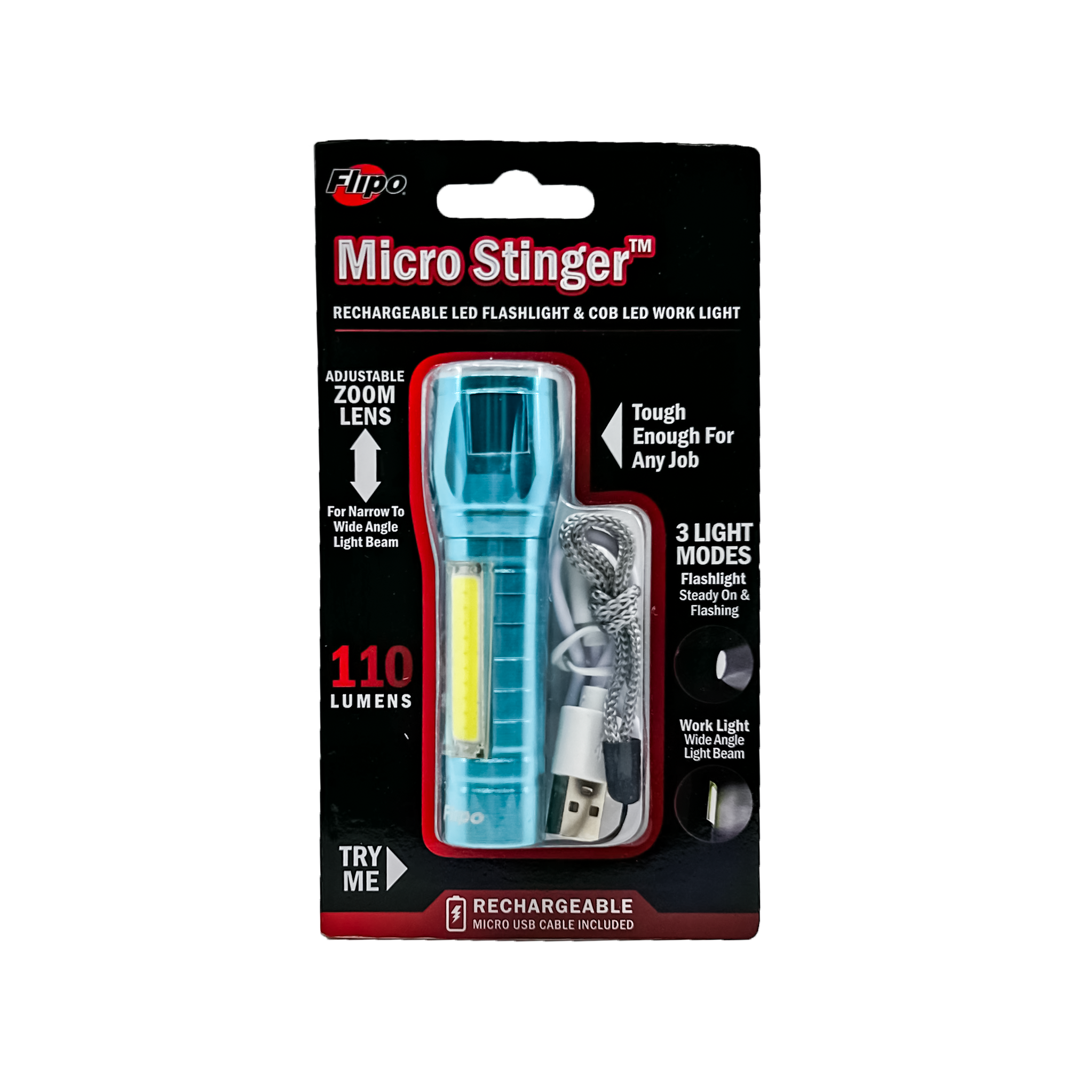 Micro Stinger Color Rechargeable LED Flashlight & COB LED Work Light