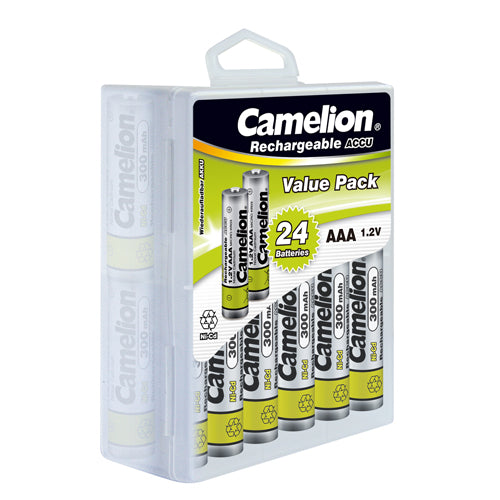 Camelion AAA 300mAh Ni-Cd Rechargeable 24 Reusable Hard Plastic Case