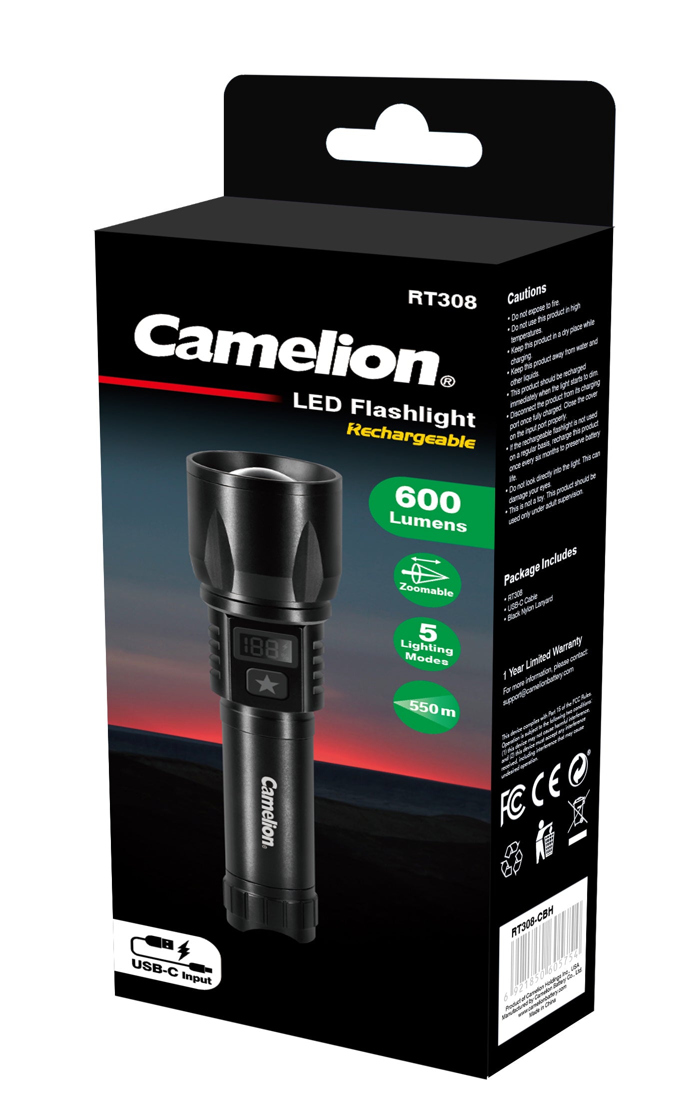 600 lumens led flashlight shockproof waterproof and rechargeable Camelion RT308 Rechargeable 600lm LED Flashlight – Batteries and Things