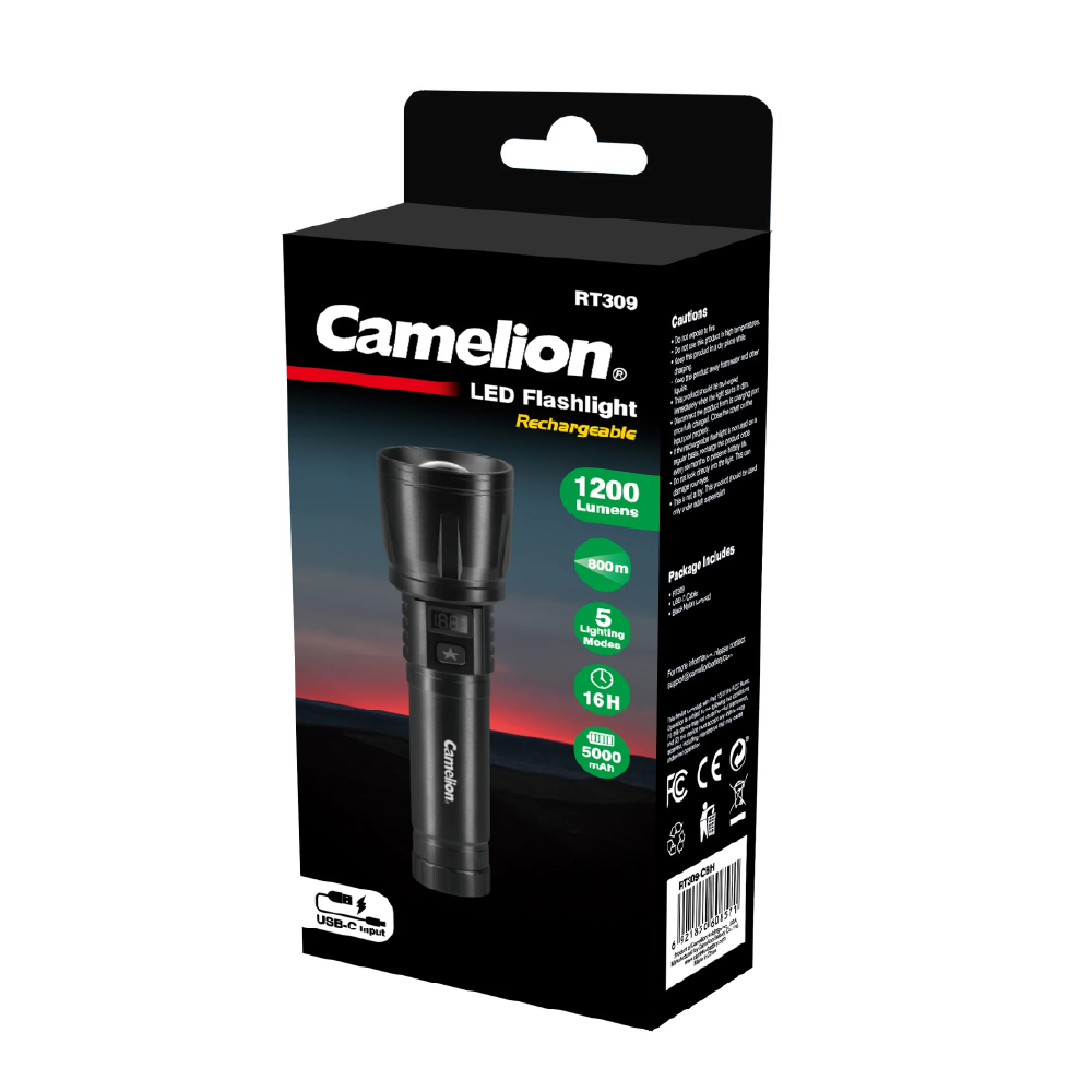 camelion rechargeable flashlight Aluminum RT393 Never leave batteries charging unattended. Rechargeable Flashlight RT395 COB LED
