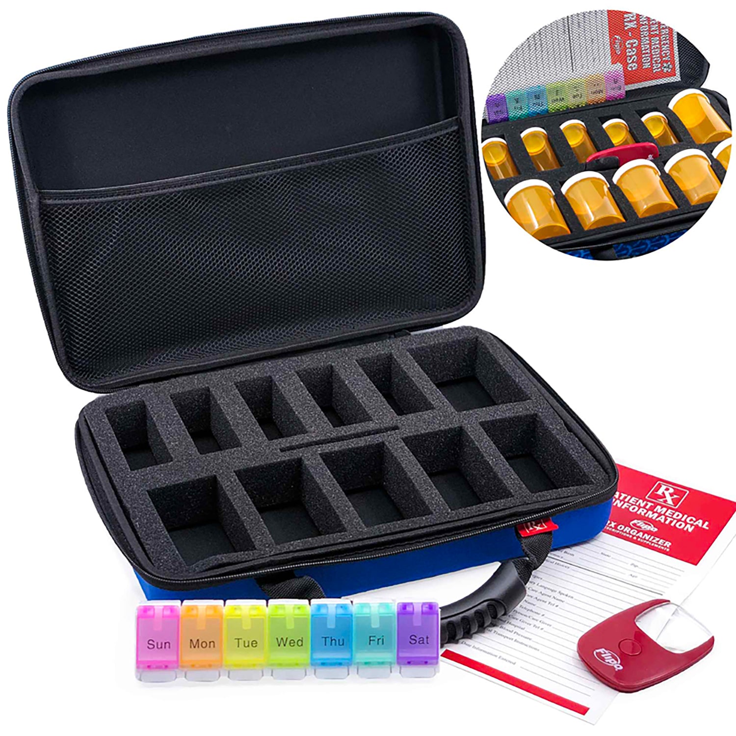 Flipo Large RX Organizer | For Prescriptions & Supplements