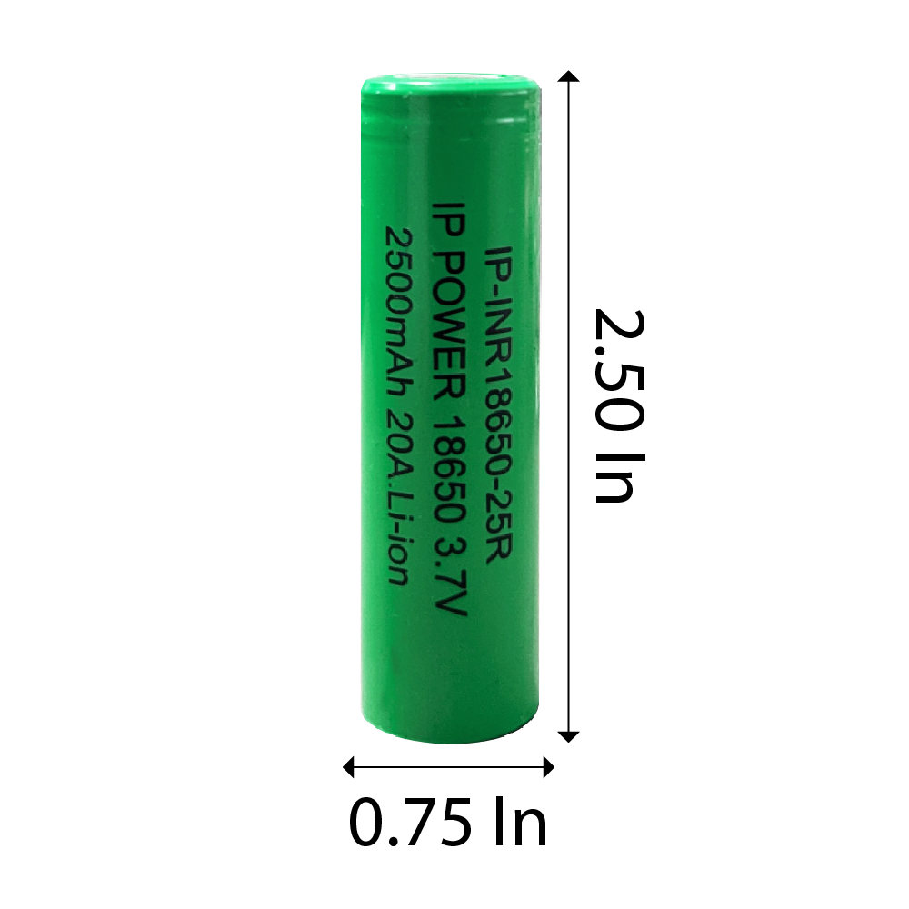 IP Power 18650 Li-Ion 2500mAh 3.7V 20A Rechargeable Flat Top Battery