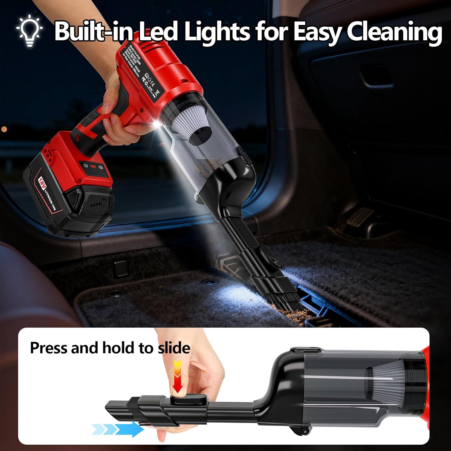 Portable Cordless Handheld Vacuum Cleaner - Battery Not Included - Compatible With Milwaukee M18 18V Battery