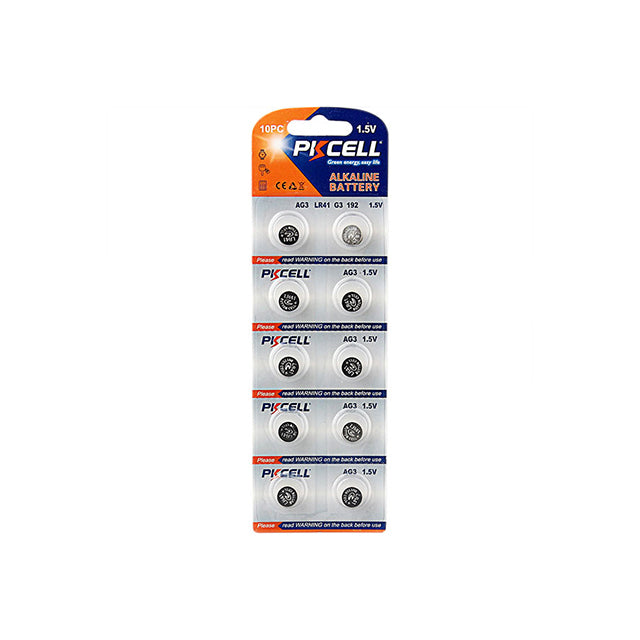 PK Cell AG3 Alkaline Button Cell Batteries Blister 10Pk