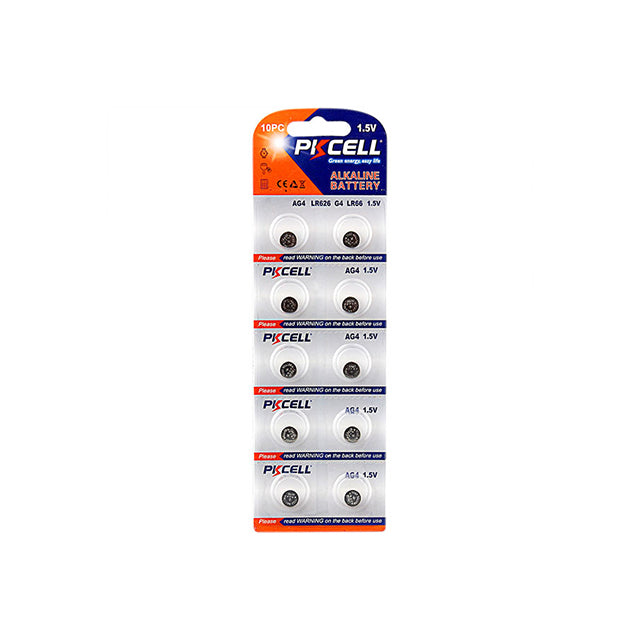 PK Cell AG4 Alkaline Button Cell Batteries Blister 10Pk