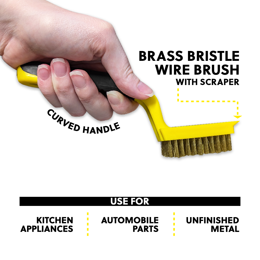 Hangable Brass Wire Cleaning 7in Brush, Moderate Hardness, Low Shedding, Robust & Durable, Portable & Lightweight