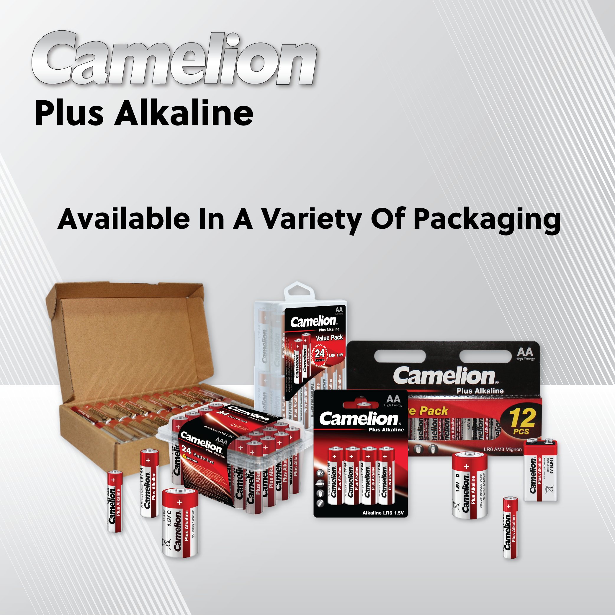 Camelion 9 Volt Plus Alkaline Plastic Tub of 6