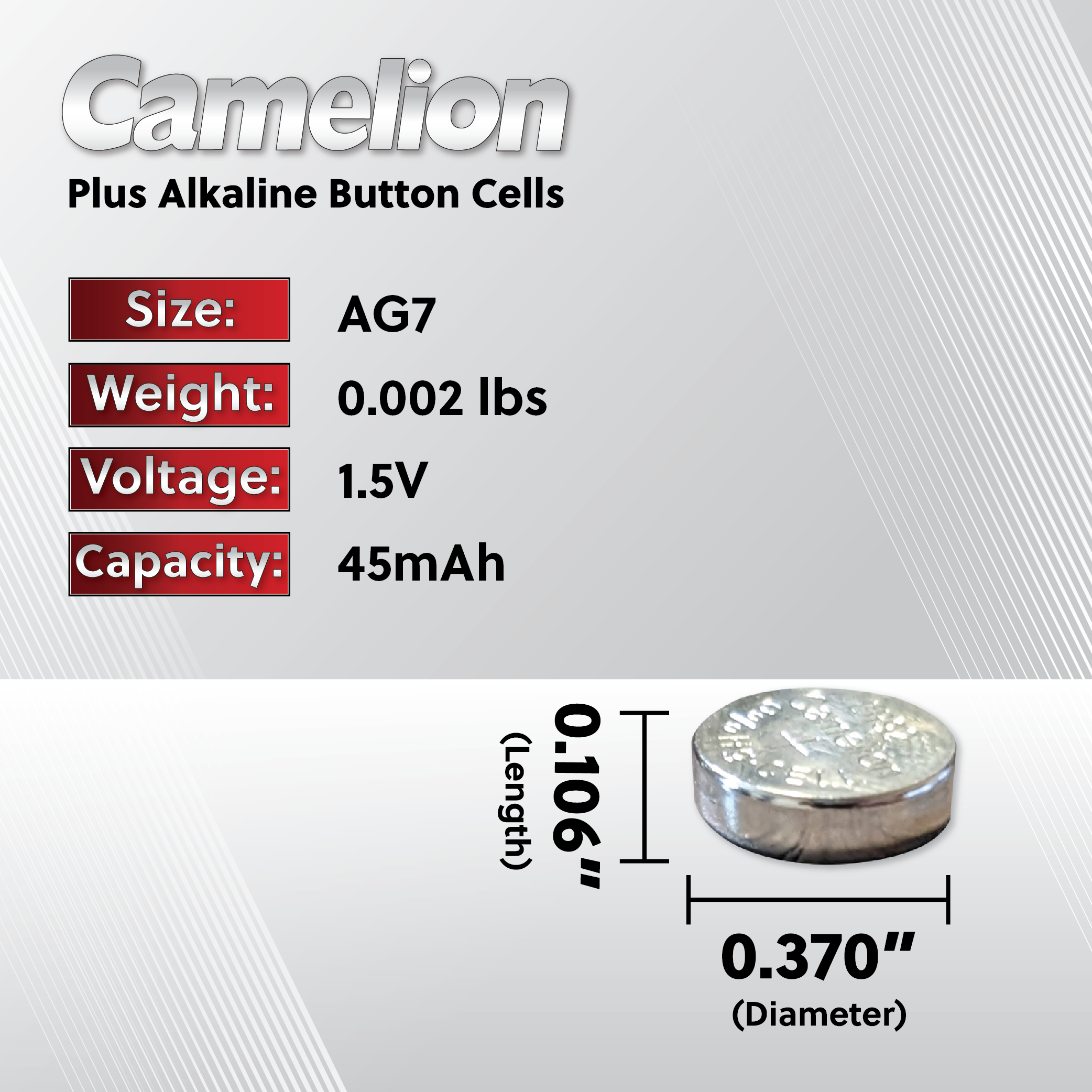 Camelion AG7 / 395 / LR926 1.5V Alkaline Button Cell Battery (Two Packaging Options)