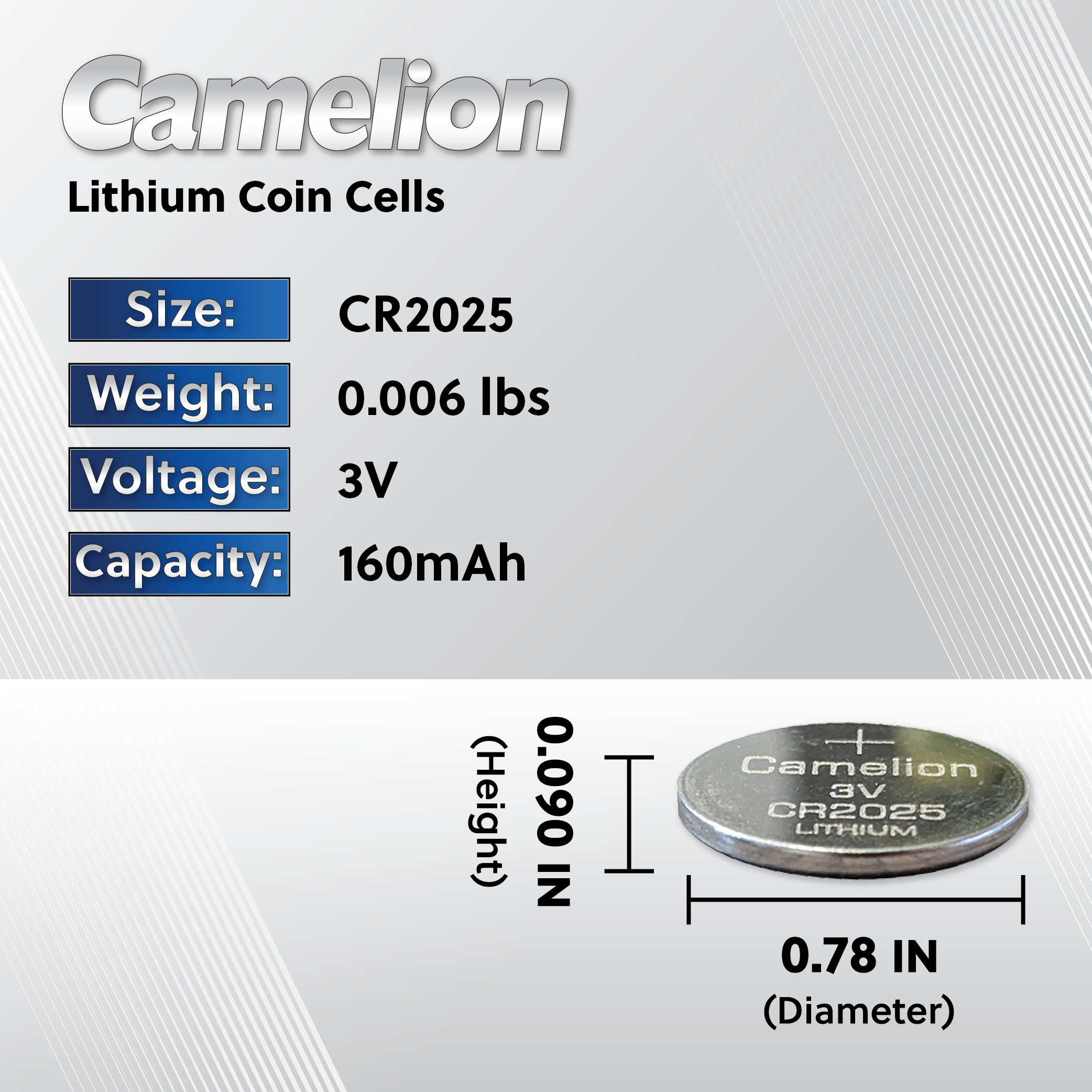 Camelion CR2025 3V Lithium Coin Cell Battery