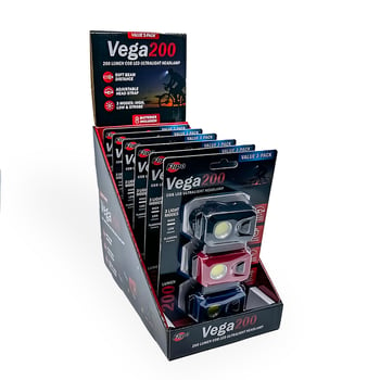 Vega 200 COB LED Ultralight 3-Pack Headlamps | 6 Piece Display