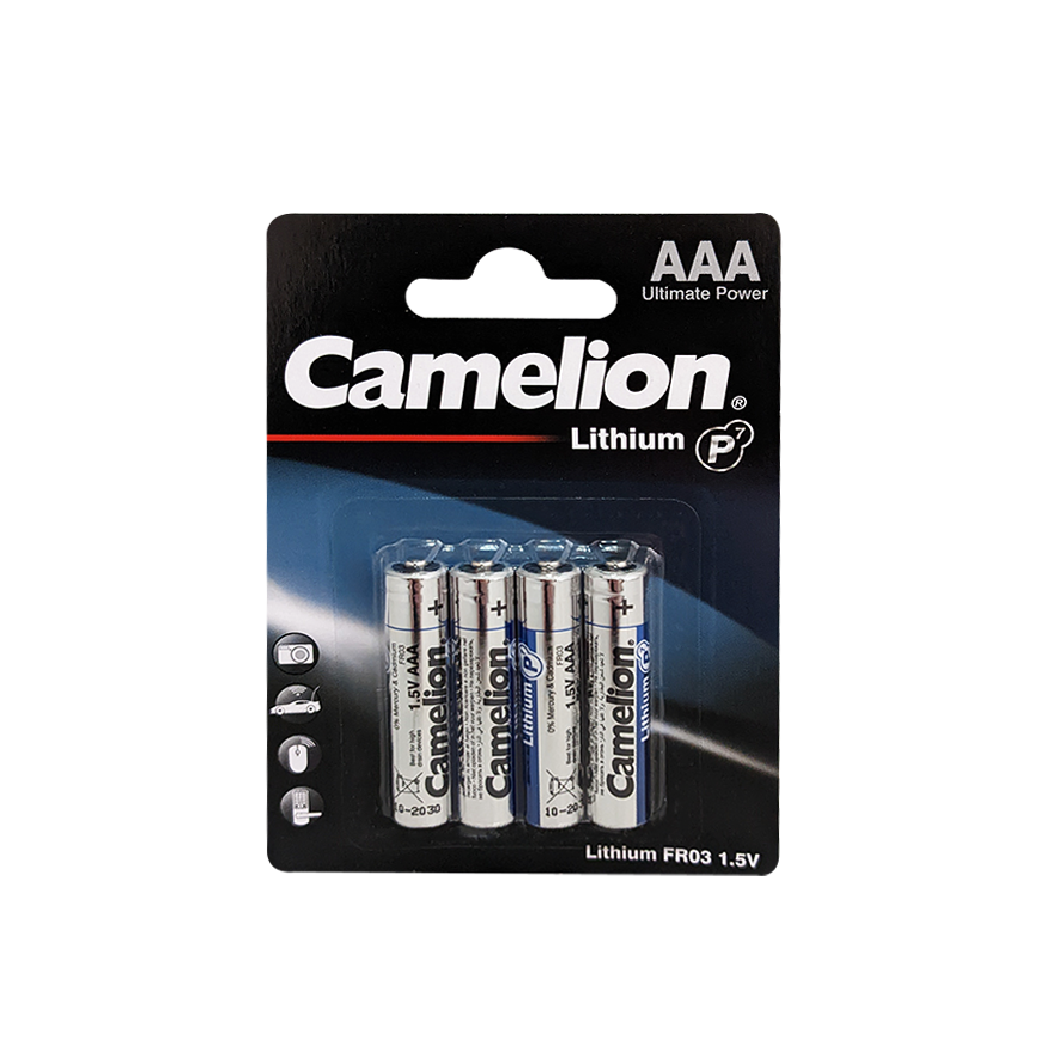 Camelion AAA P7 Lithium Primary Batteries Blister 4Pk - Non Rechargeable