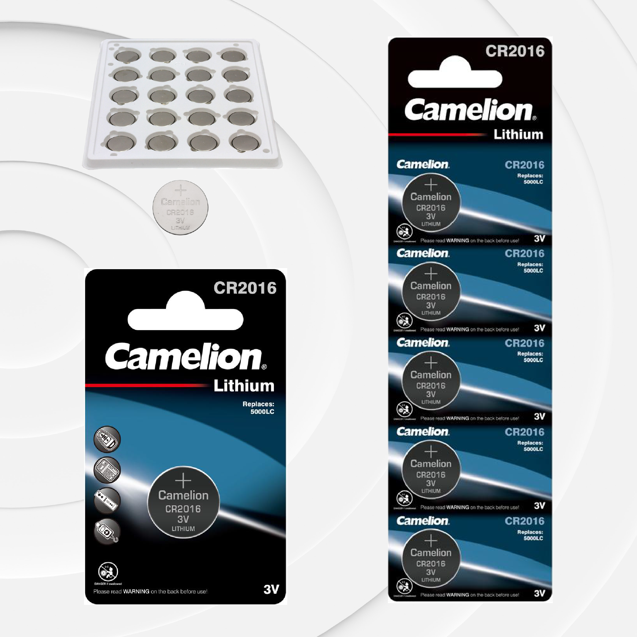 Camelion CR2016 3V Lithium Coin Cell Battery (Three Packaging Options)