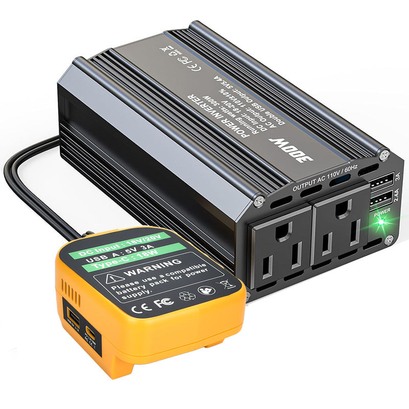 300W Power Inverter - Compatible with Dewalt 20V Batteries - Batteries Not Included