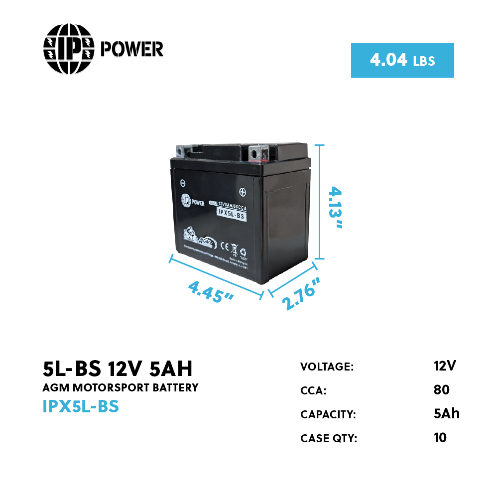 IP Power 5L-BS 12V 5AH AGM MOTORSPORT BATTERY