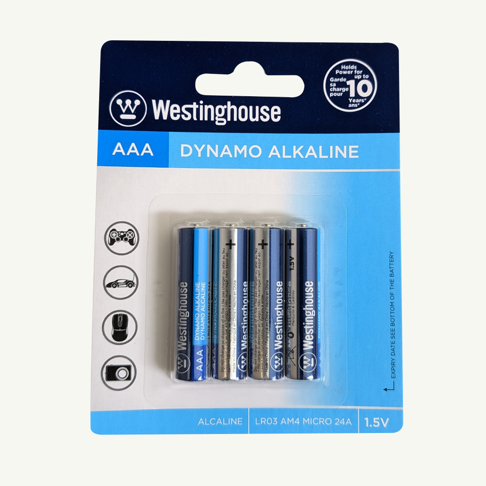 Westinghouse AAA Dynamo Alkaline Blister Pack of 4
