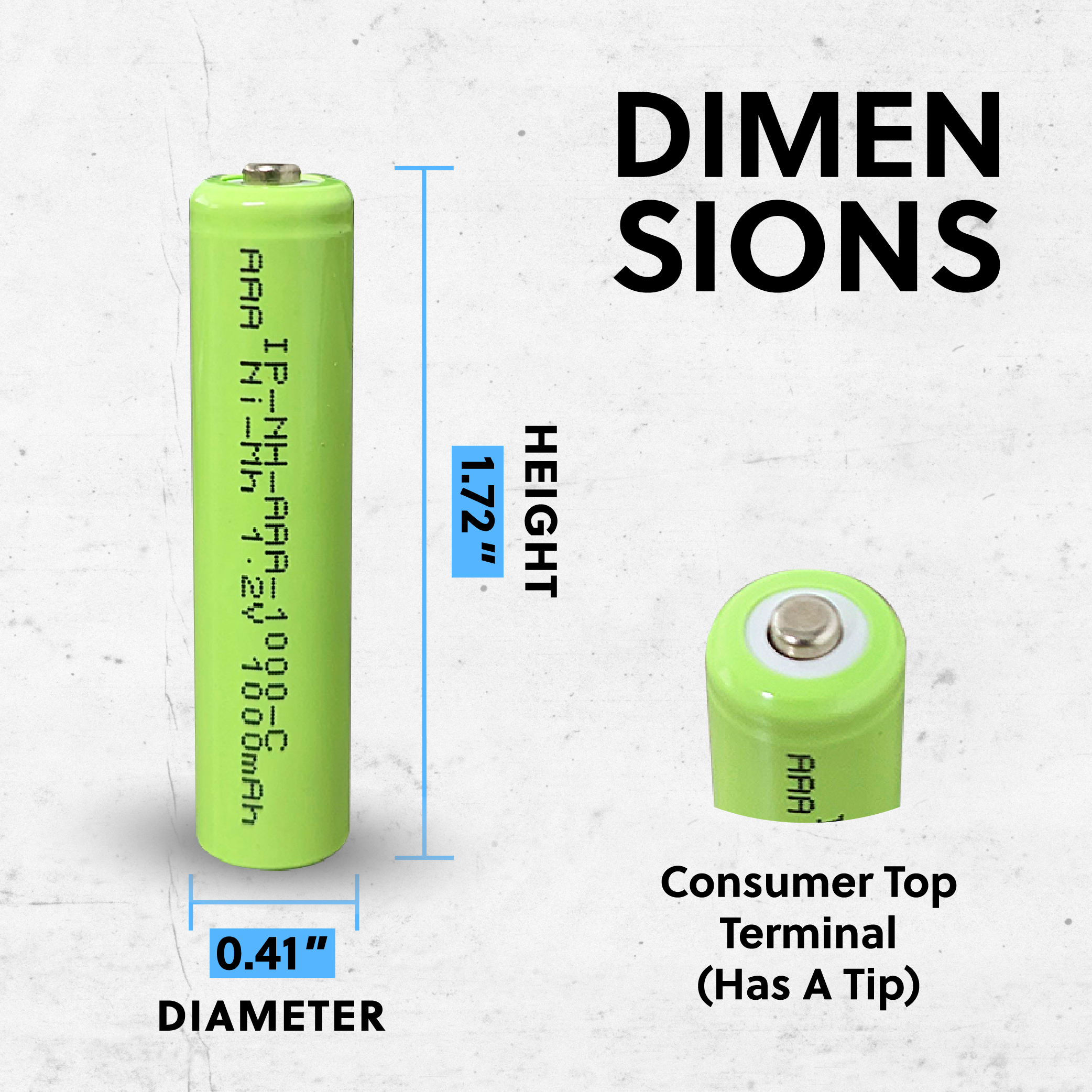 IP Power Ni-Mh AAA 1000mAh Rechargeable Consumer Top Battery Bulk