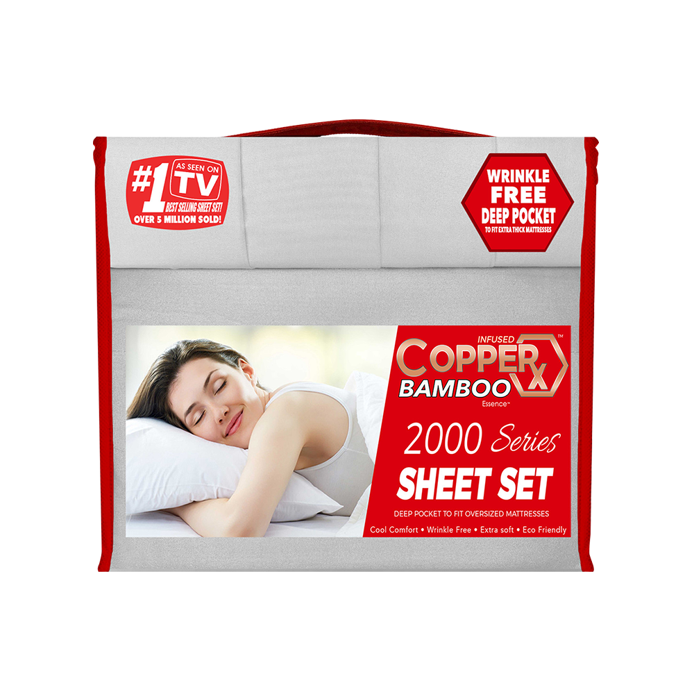 Copperx Bamboo Essence Infused 2000 Series 6 Piece Sheet Set - Available in King & Queen Sizes