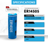 IP Power ER14505 AA Size 3.6V 2.4Ah Lithium Thionyl Chloride Battery for Specialized Devices - Non Rechargeable