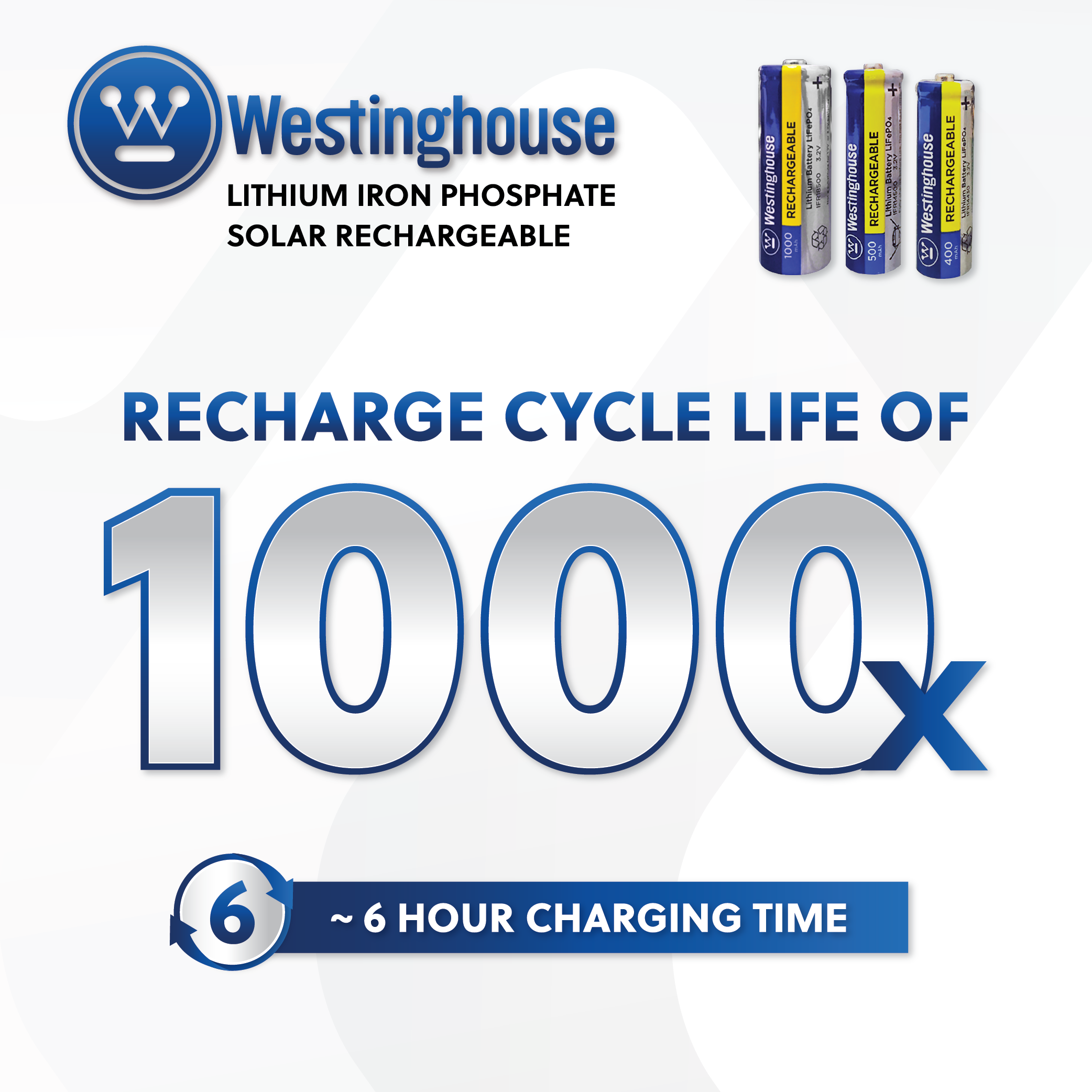 Westinghouse Life-PO4 14500 3.2v 500mah Solar Rechargeable 8pk