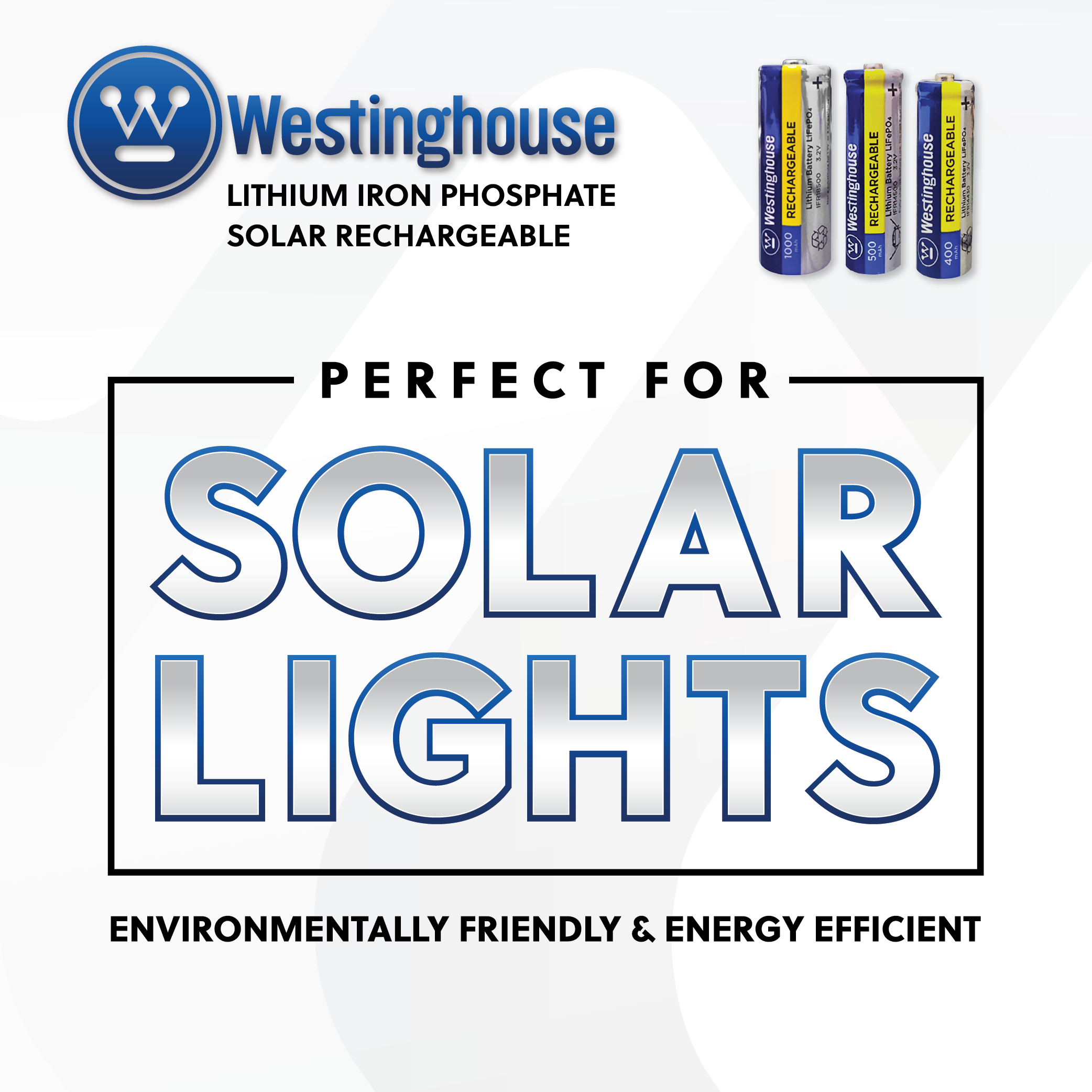 Westinghouse Life-PO4 18500 3.2v 1000mah Solar Rechargeable Cardboad Box of 8