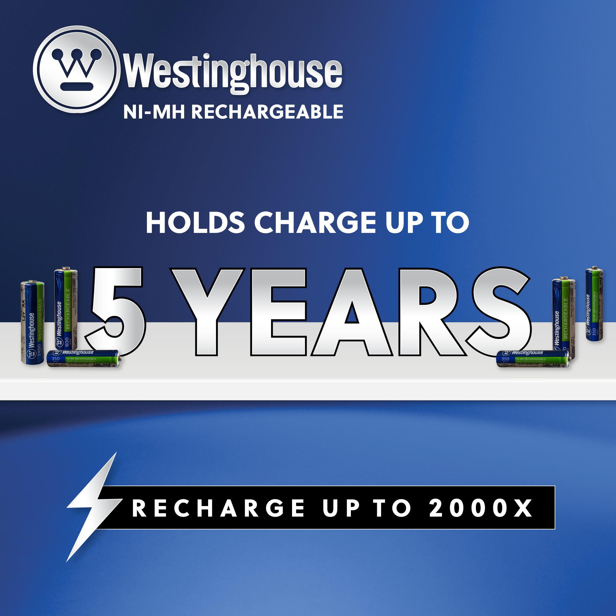 Westinghouse Rechargeable  NiMh AA 800mAh Cardboard Box of 8