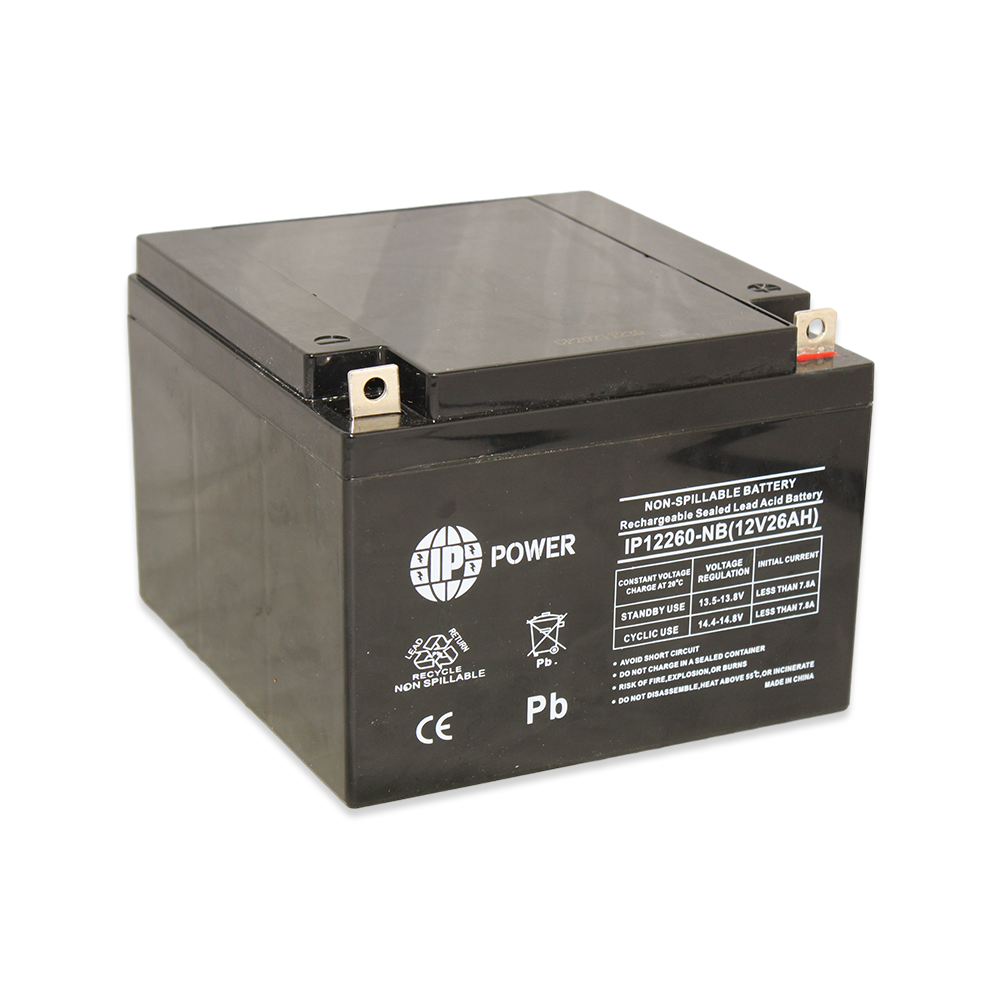 IP POWER  IP-12260-NB, 12 Volt 26 Amp, Sealed Lead Acid Rechargeable Battery