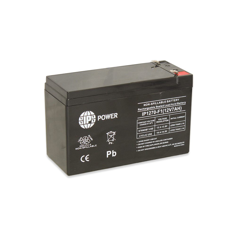 IP POWER  IP1270-F1, 12V 7Ah F1 Terminal Sealed Lead Acid Rechargeable Battery