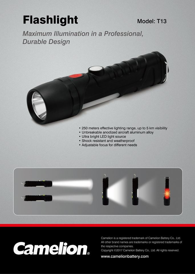 Camelion T13 5W CREE LED Flashlight, Work Light and Emergency Flasher