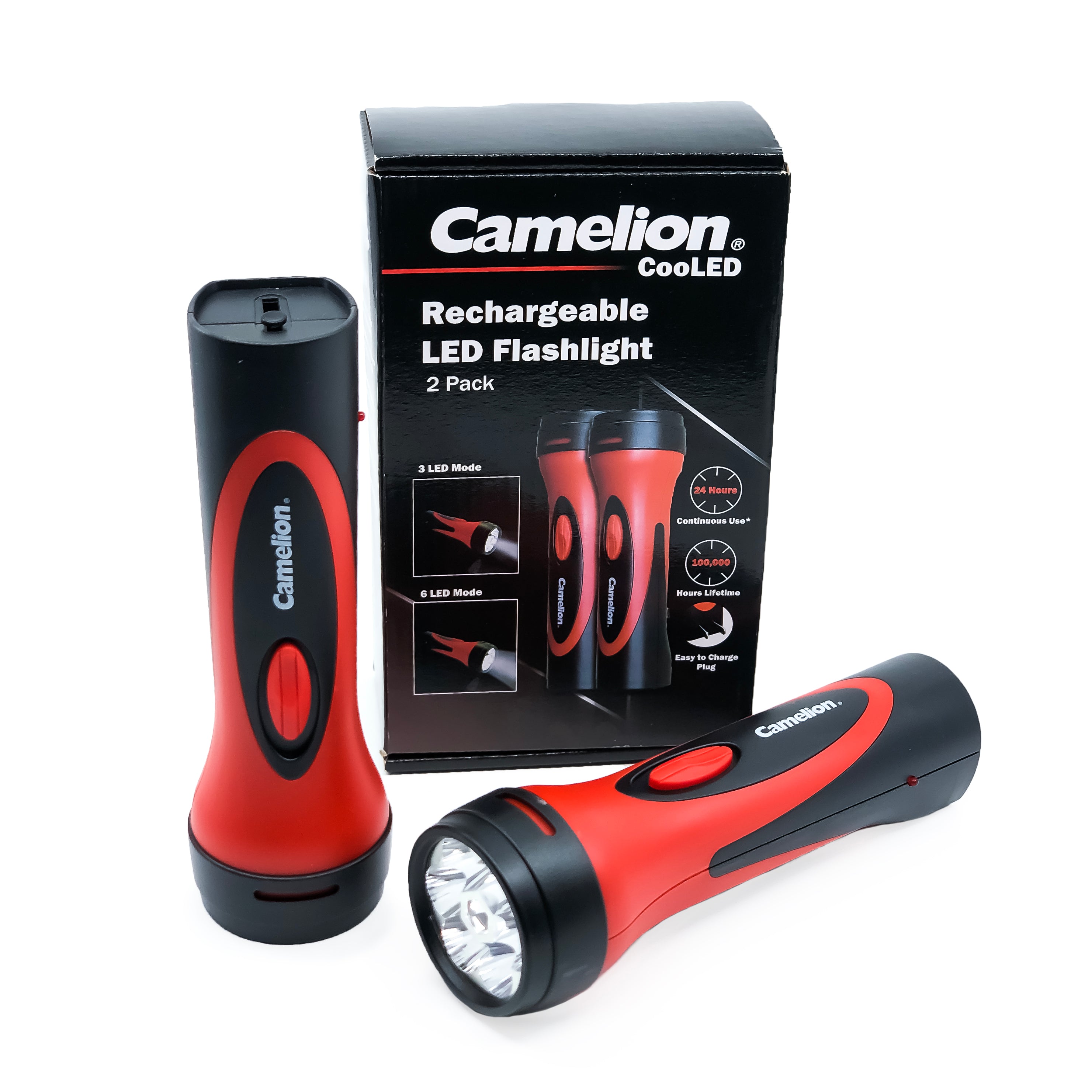 6 LED Rechargeable Plug-In Emergency Ready Flashlight Cardboard Box of ...