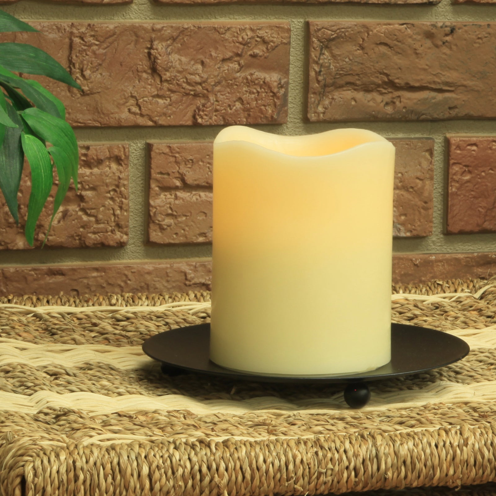 Resin Flameless 3 x 3.75 Pillar Candle With Melted Top