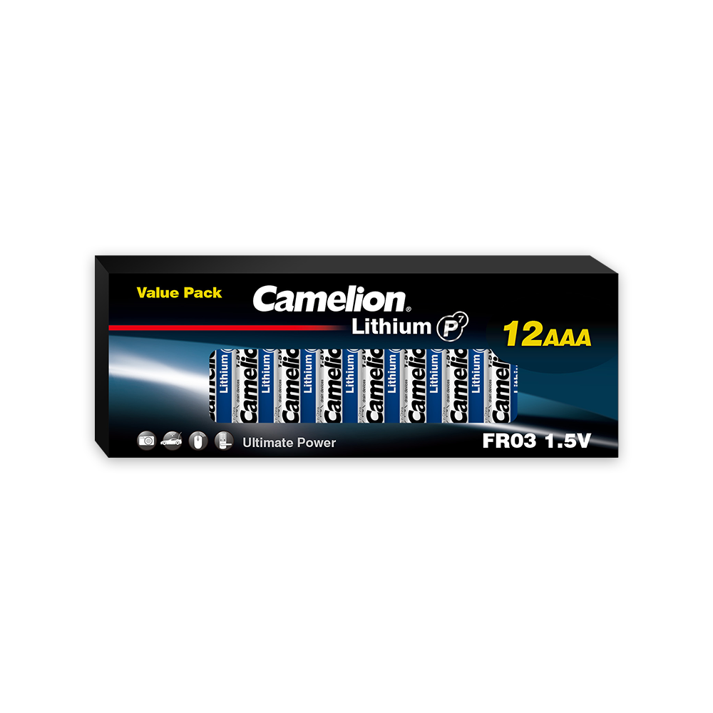 Camelion P7 AAA Lithium Primary 12pk Retail & Shipping Box - Non Rechargeable