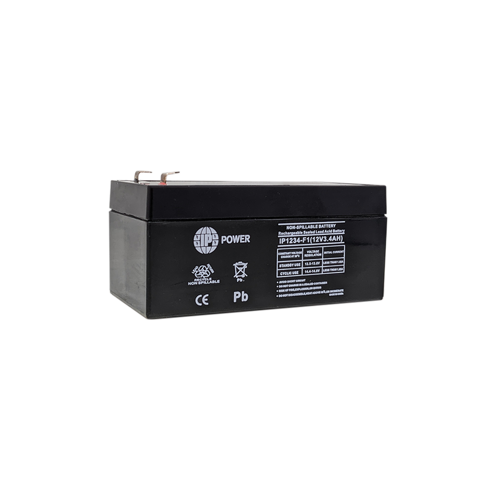 IP POWER IP1234-F1, 12V 3.4Ah F1 Terminal, Sealed Lead Acid Rechargeable Battery