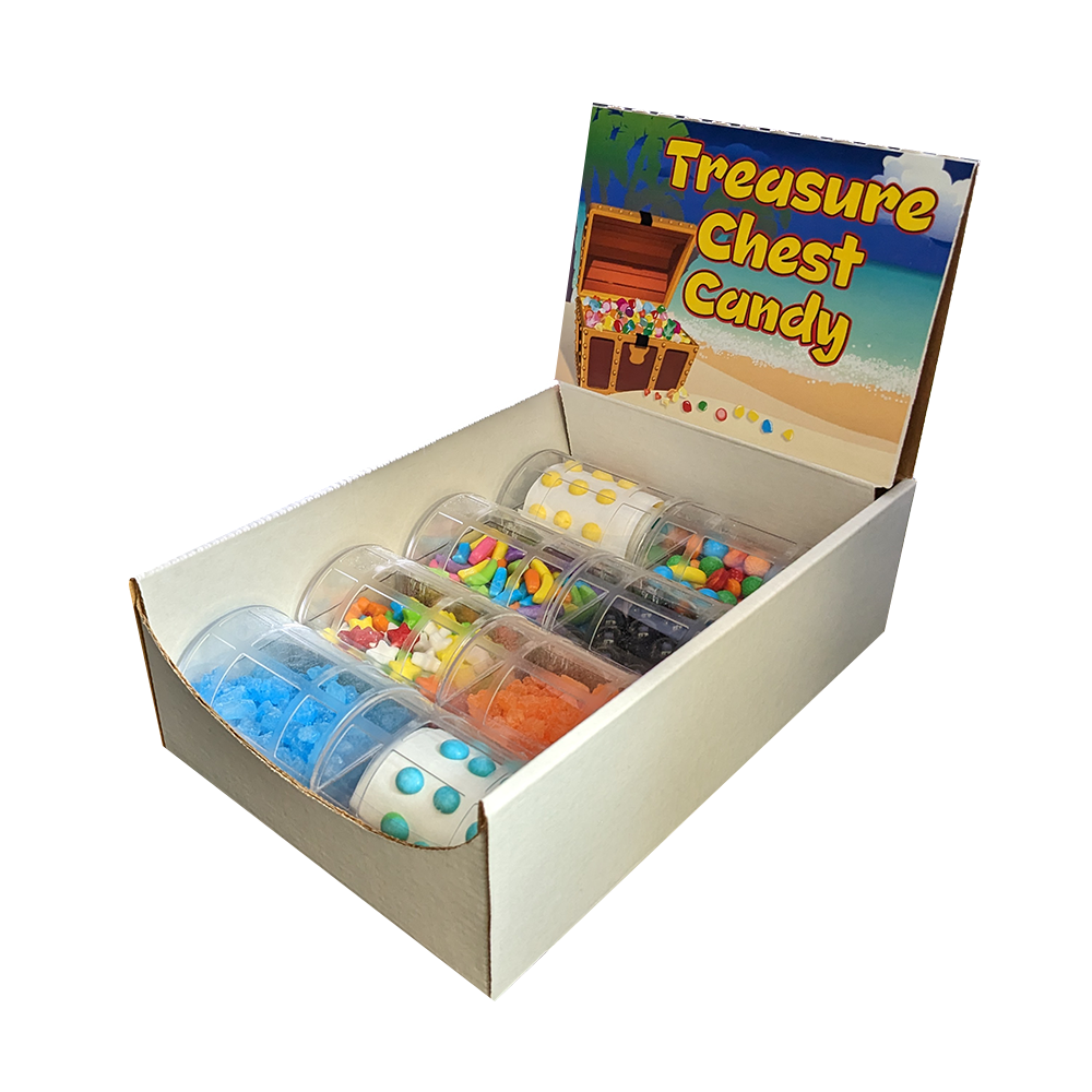 Assorted Candy In Treasure Chest Crystal Boxes Display of 8