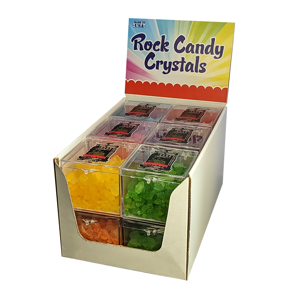 Assorted Rock Candy in Crystal Boxes Display of 12