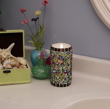 Solare 3D Virtual Flame Candles with Color-Hue Technology Speckled Stucco