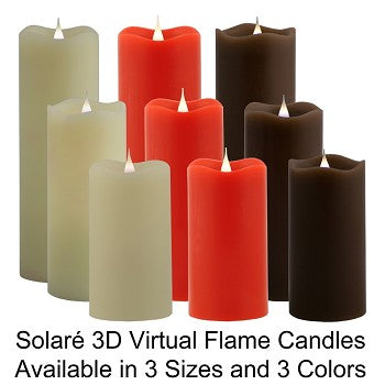Solare 3D Virtual Flame Candles with Color-Hue Technology