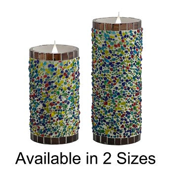 Solare 3D Virtual Flame Candles with Color-Hue Technology Speckled Stucco