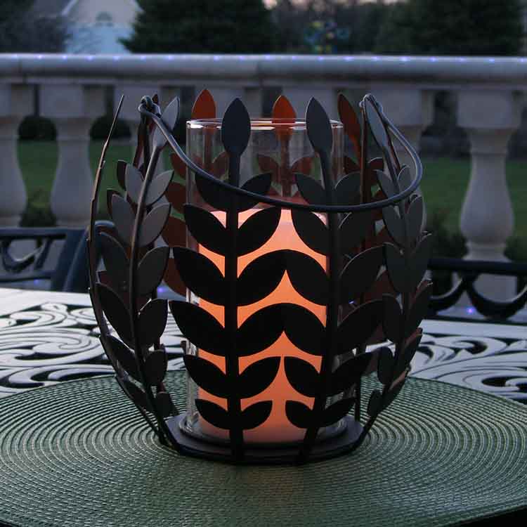 wholesale, wholesale decor, wisteria, leaf basket, flameless candle, battery operated candles, electronic candle, indoor decor, outdoor decor, home decor