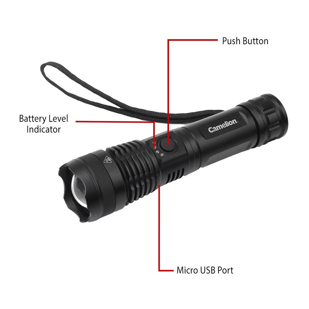 5.11 rechargeable flashlight uc3.400 p3 Camelion Aluminum Rechargeable Flashlight RT393 – Batteries and Things